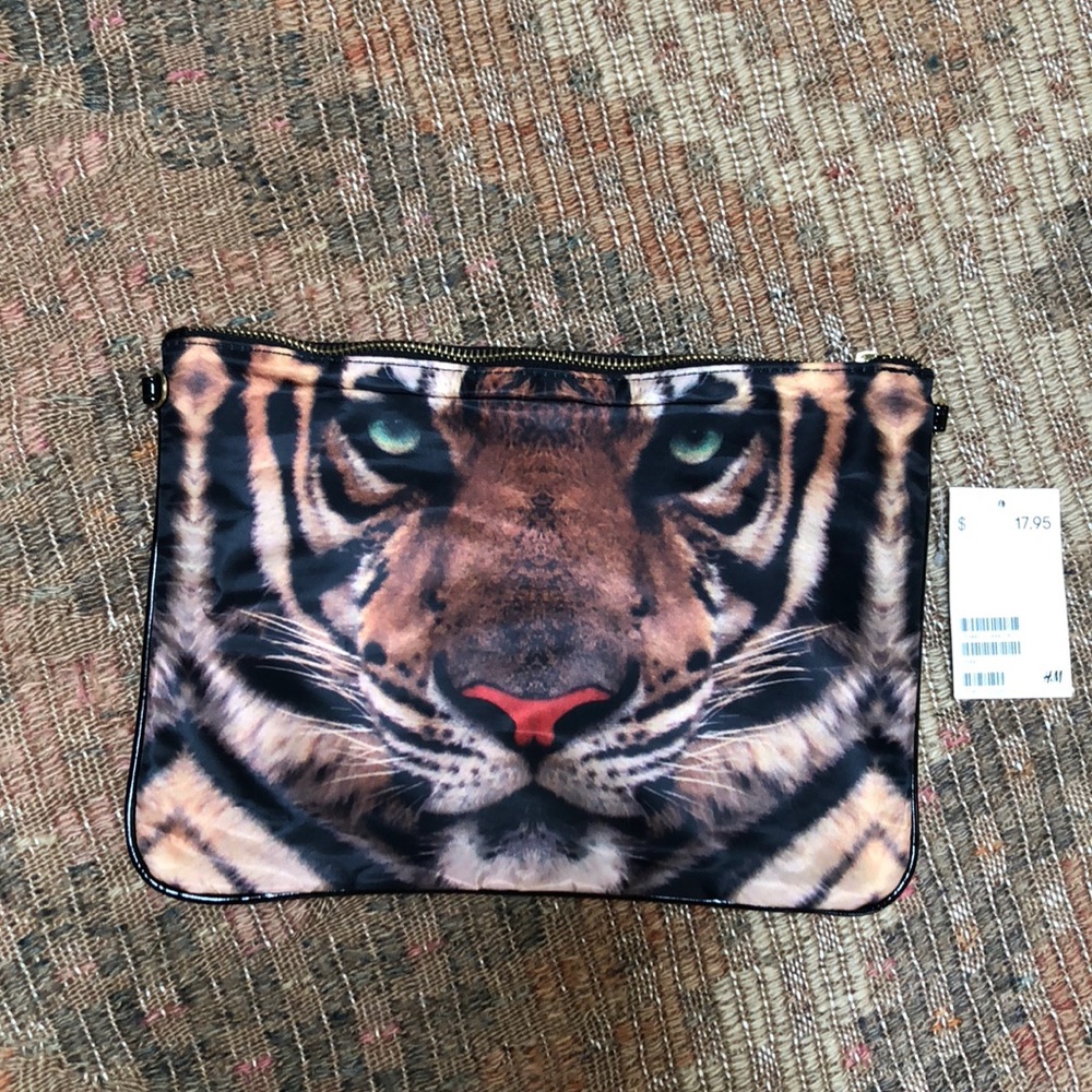 NWT H&M Nylon Tiger pouch/clutch